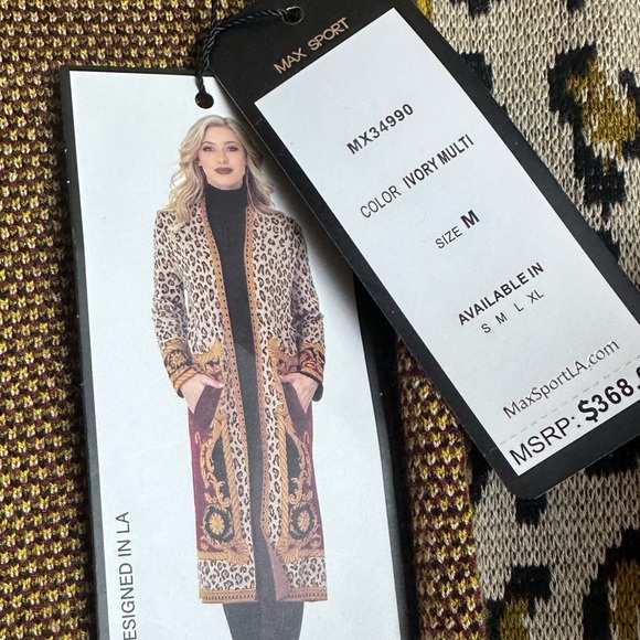 ❗️ NEW Max Sport $368 Maxi Duster Knit Cardigan Fall Colors Size Medium - Picture 5 of 12